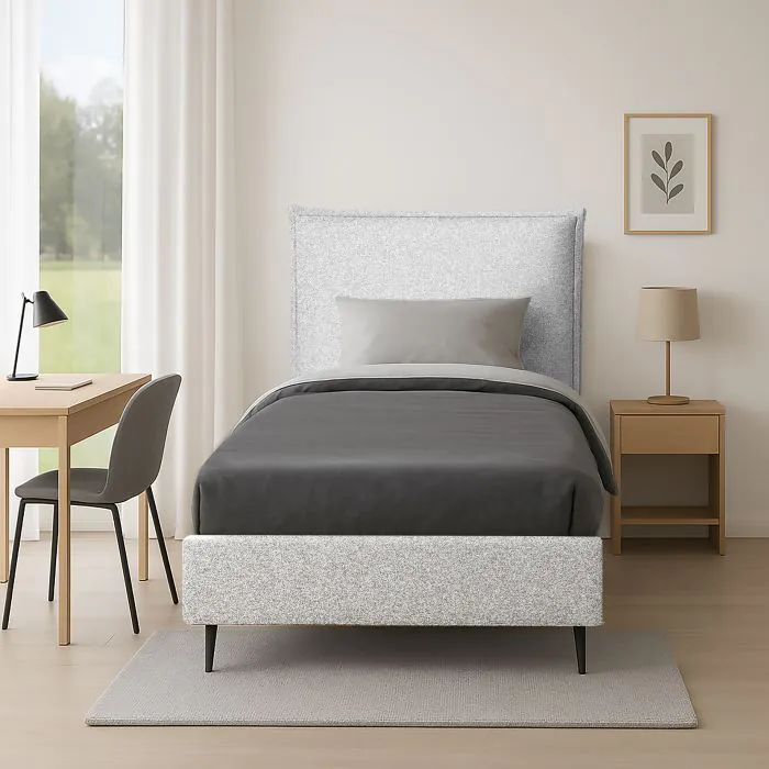 Menzzo Garry Letto Singolo Estraibile Con Contenitore - Rivestimento Tessuto Grigio Scuro