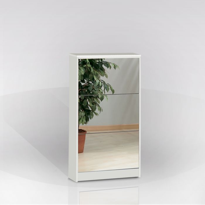 Mobile scarpiera 70x180 cm in rovere bianco con specchio - Boos
