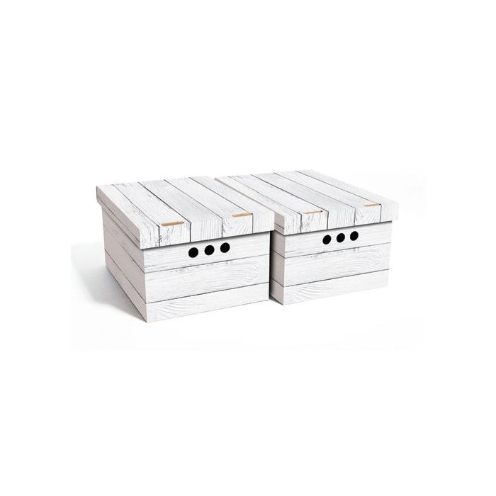 SET 2 SCATOLE DECORATIVE LAVAGNA BIANCA IN CARTONE ONDULATO 33X25X18CM :  vendita online SET 2 SCATOLE DECORATIVE LAVAGNA BIANCA IN CARTONE ONDULATO  33X25X18CM in offerta