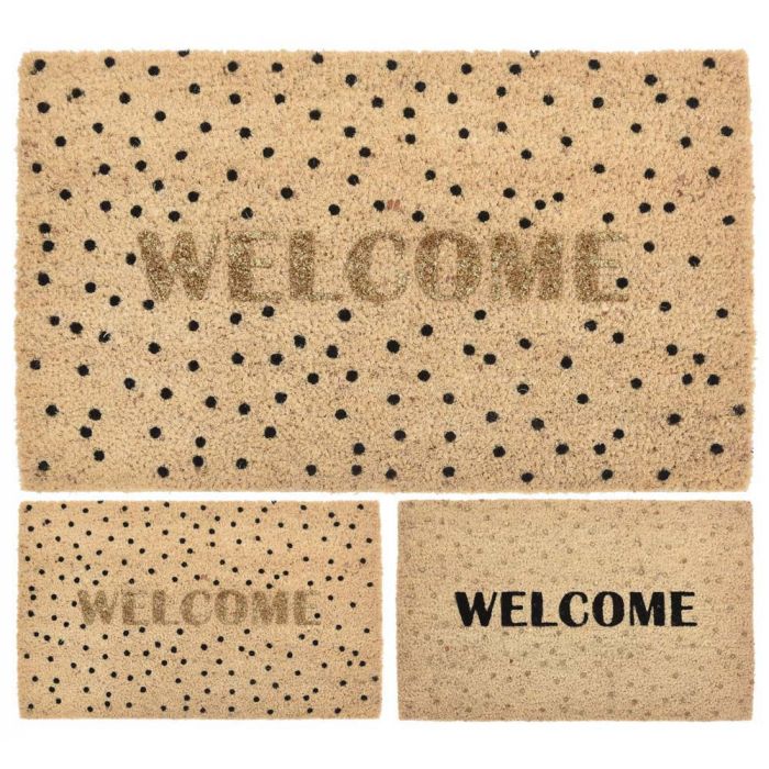 ZERBINO DI COCCO WELCOME CON POIS 60X40CM ASSORTITO