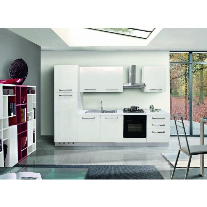 Cucina moderna componibile in laminato bianco lucido: modello Rio