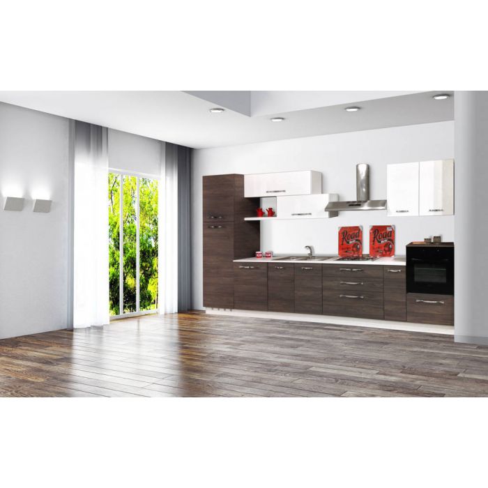 CUCINA cm 390 MOD.NAVARRA LARICE GRAFITE E BIANCO LUCIDO CUCINA cm 390 MOD.NAVARRA LARICE GRAFITE E BIANCO LUCIDO