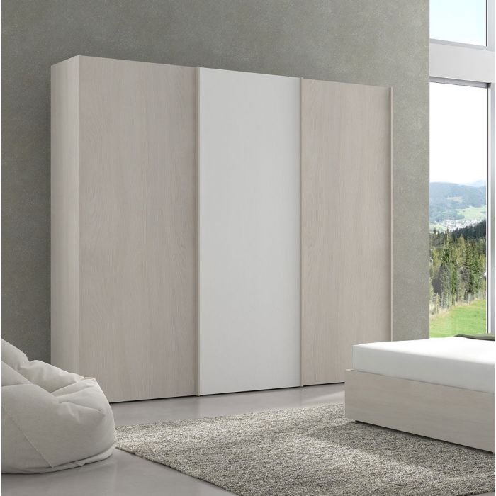 ARMADIO TRE ANTE SCORREVOLI OLMO E BIANCO FRASSINATO