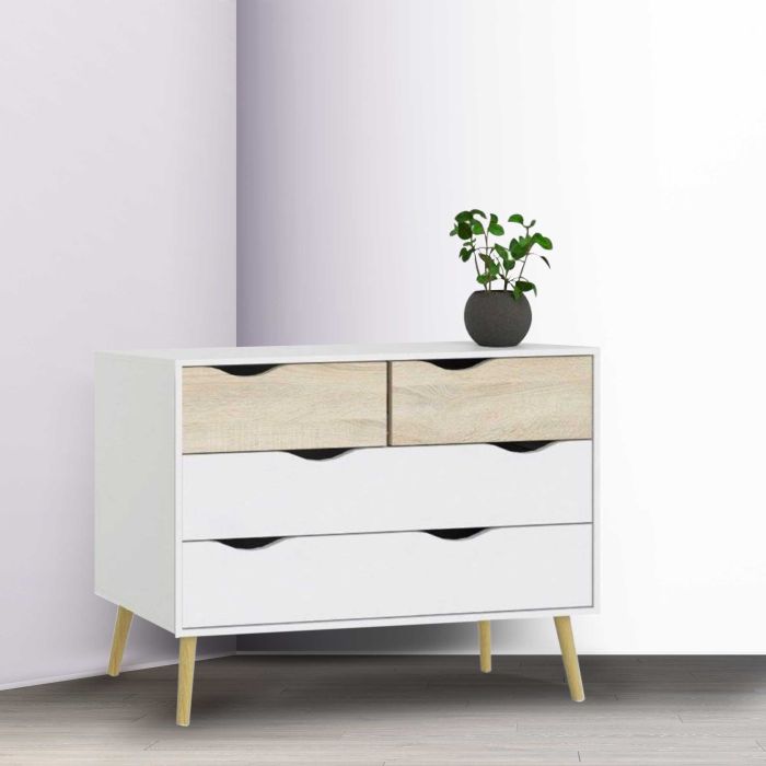 CASSETTIERA MODERNA BIANCO E ROVERE 