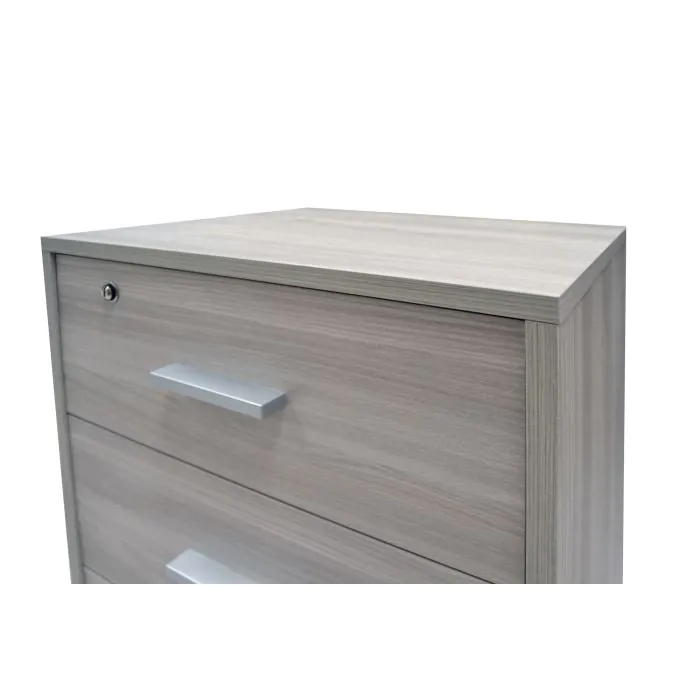 Xbro Cassettiera Stretta con 4 Cassetti in Tessuto e Piano in Legno, Mobile con Struttura in Metallo e Piedini Regolabili, Comò per Camera da Letto, Soggiorno, Corridoio, Grigio