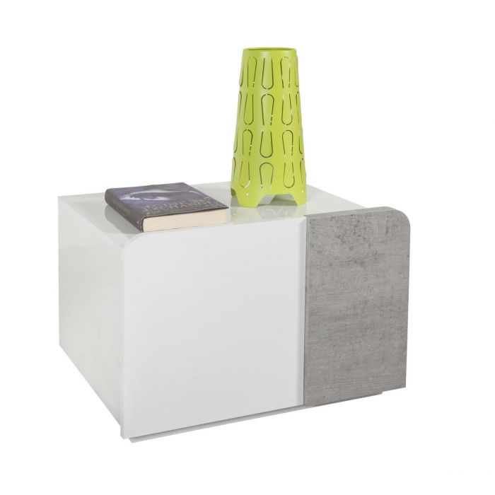 COMODINO MODELLO ARCORA CEMENTO E BIANCO LUCIDO COMODINO MODELLO ARCORA CEMENTO E BIANCO LUCIDO