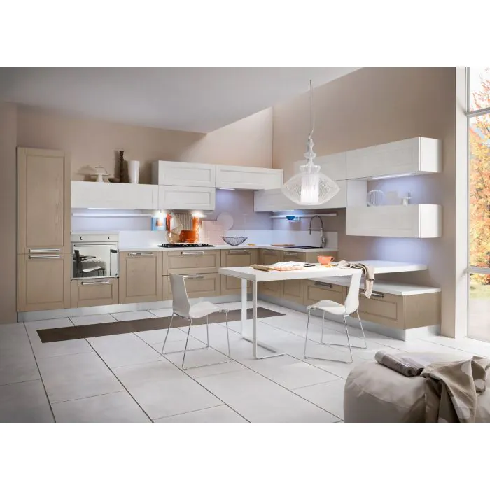 CUCINA COMPONIBILE CLOE LACCATO CANAPA E BIANCO