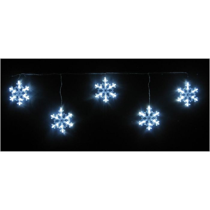 TENDA 5 FIOCCHI DI NEVE 60 LED TENDA 5 FIOCCHI DI NEVE 60 LED