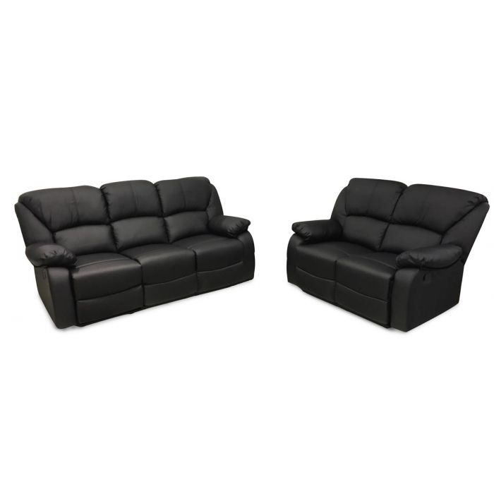 COPPIA DIVANI IN ECOPELLE NERA CON RELAX ELETTRICO COPPIA DIVANI IN ECOPELLE NERA CON RELAX ELETTRICO