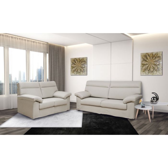 COPPIA DIVANI IN TESSUTO BEIGE SFODERABILE