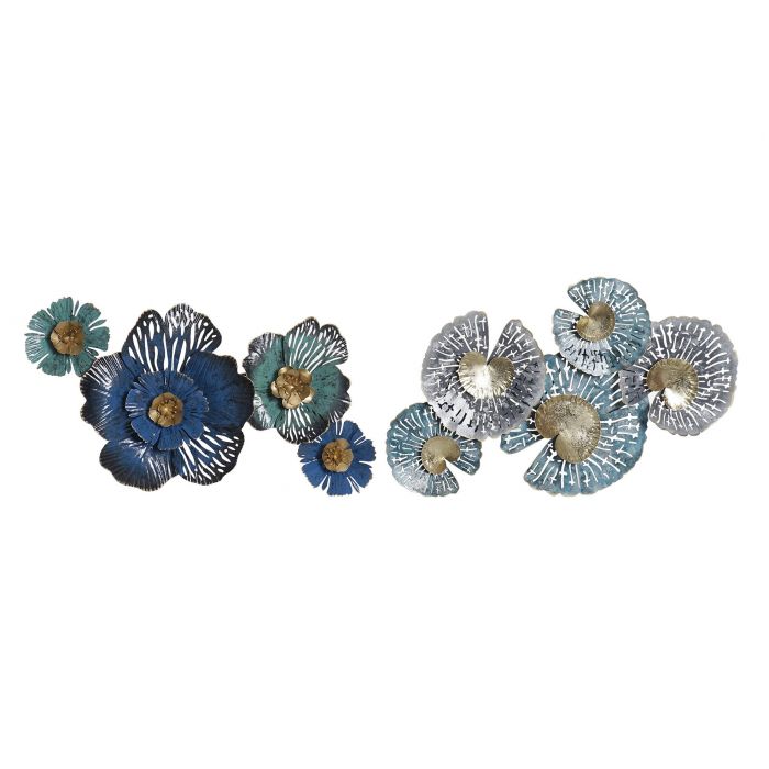 DECORAZIONE PER PARETI METALLO 65X6X40CM FIORI