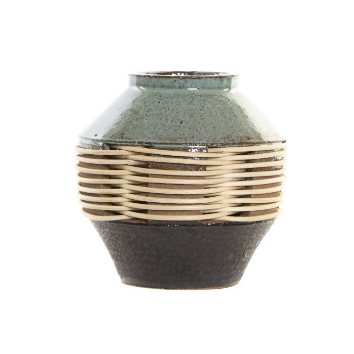 VASO GRES PORCELLANA RATTAN 16X16X21CM BICOLORE VASO GRES PORCELLANA RATTAN 16X16X21CM BICOLORE