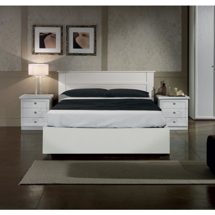 LETTO MATRIMONIALE CONTENITORE MOD. GINEVRA BIANCO FRASSINATO