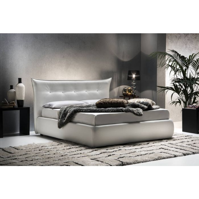 LETTO MATRIMONIALE CON CONTENITORE WHITE CON SWAROVSKY 