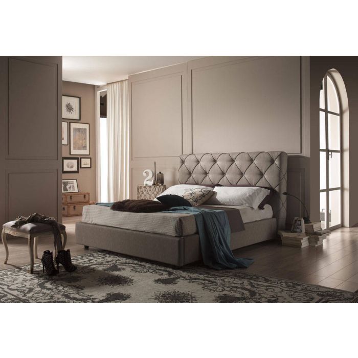 LETTO MATRIMONIALE IN ECOPELLE CON CONTENITORE