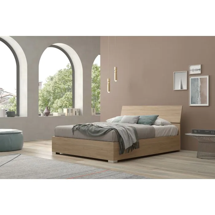 LETTO MATRIMONIALE CON CONTENITORE NOCE