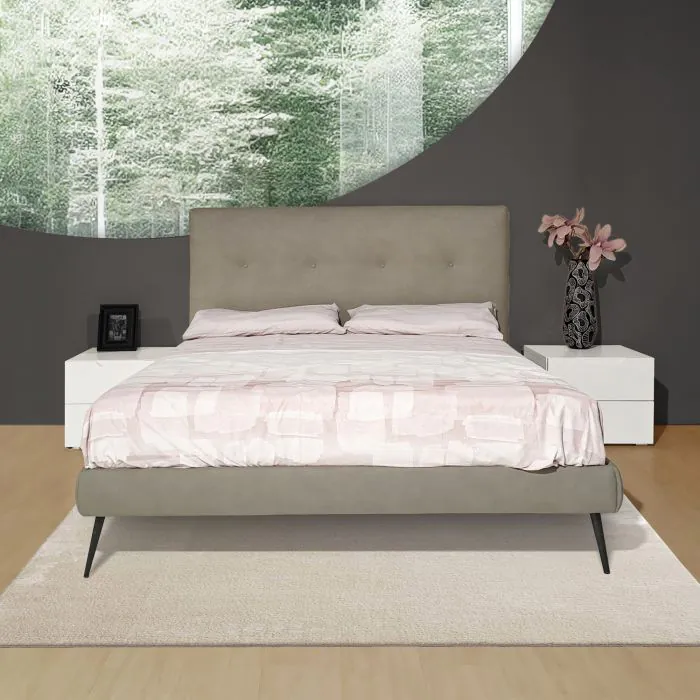 LETTO MATRIMONIALE CON GIROLETTO SIMPLE IN TESSUTO ECONABUK GRIGIO
