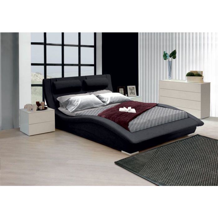 LETTO MATRIMONIALE IN ECOPELLE NERA CM 197X240 E H 100 LETTO MATRIMONIALE IN ECOPELLE NERA CM 197X240 E H 100