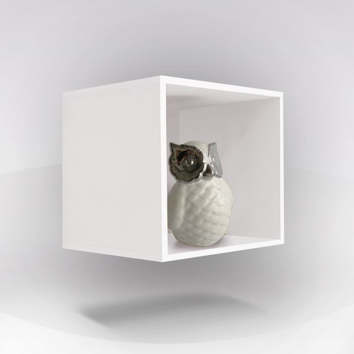 LIBRERIA PENSILE MOD. CUBO CM 28 BIANCO FRASSINATO