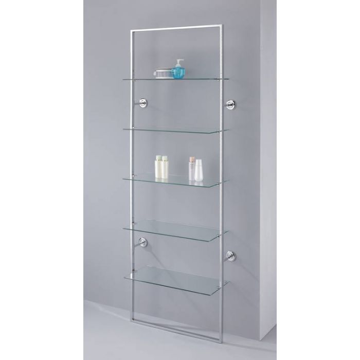 LIBRERIA CROMATA CON PIANI IN VETRO