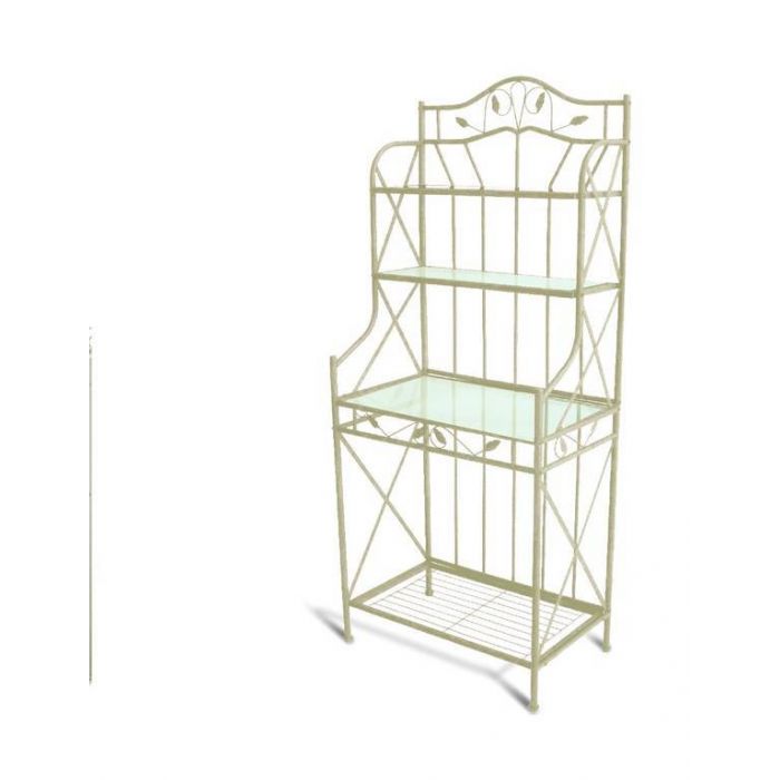 LIBRERIA CREAM CON 3 RIPIANI IN VETRO LIBRERIA CREAM CON 3 RIPIANI IN VETRO
