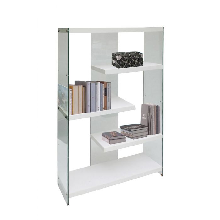 LIBRERIA SHON BIANCO FRASSINATO 5 RIPIANI FIANCHI VETRO TEMPERATO 1 LIBRERIA SHON BIANCO FRASSINATO 5 RIPIANI FIANCHI VETRO TEMPERATO 1