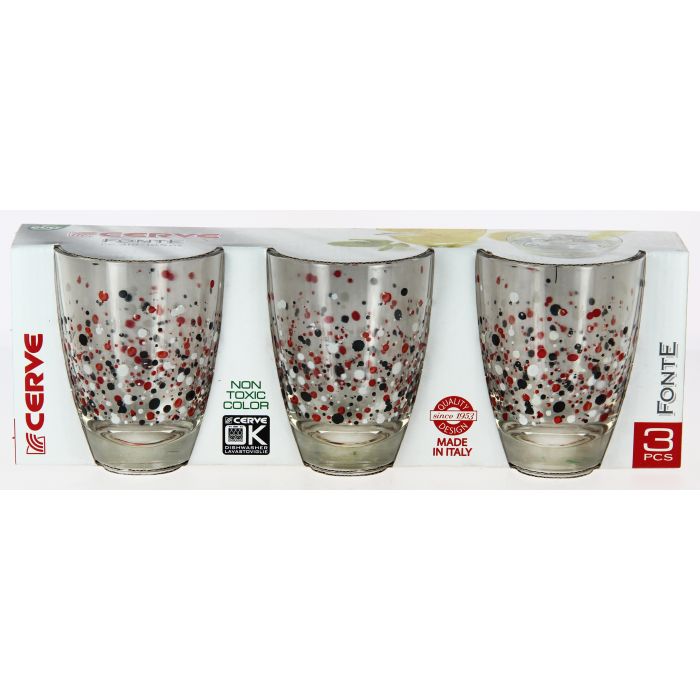 CES.3 BICCHIERI ACQUA IN VETRO 310CC DEC.MURANO ROSSO OKT CES.3 BICCHIERI ACQUA IN VETRO 310CC DEC.MURANO ROSSO OKT