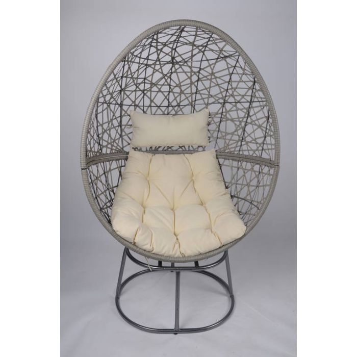 POLTRONA NIDO IN POLIRATTAN GRIGIO CON CUSCINO ECRU' POLTRONA NIDO IN POLIRATTAN GRIGIO CON CUSCINO ECRU'