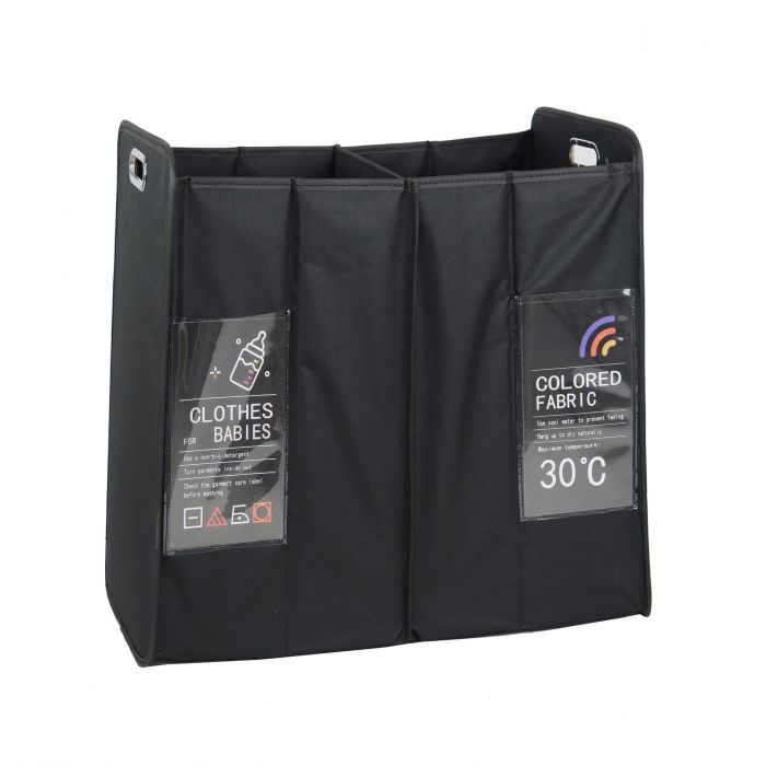 CESTO PORTABIANCHERIA IN TESSUTO POLIESTERE A 2 SCOMPARTI 55X33X56CM  PIEGHEVOLE NERO: vendita online CESTO PORTABIANCHERIA IN TESSUTO POLIESTERE  A 2 SCOMPARTI 55X33X56CM PIEGHEVOLE NERO in offerta