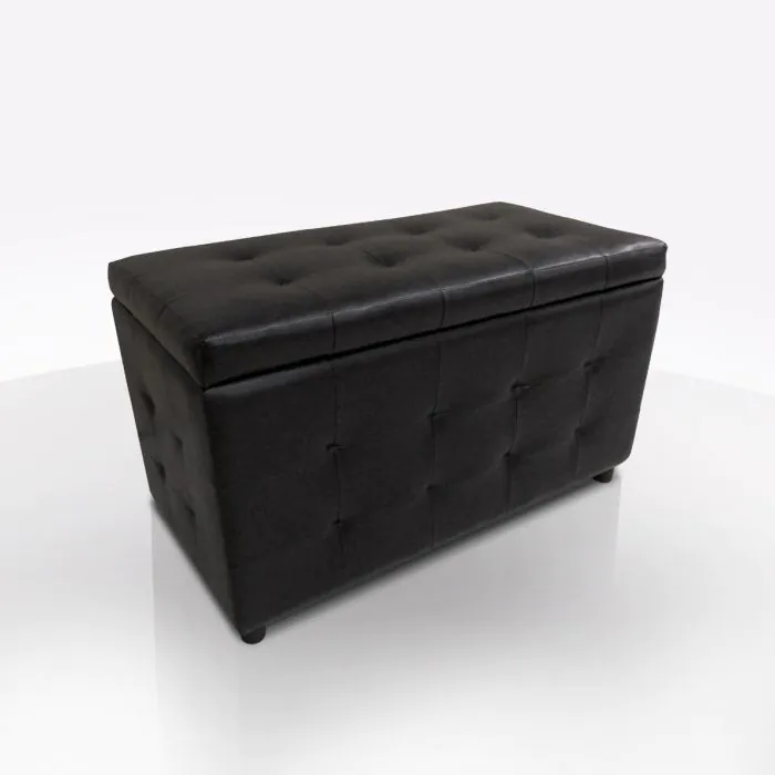 Panca Contenitore Imbottita In Ecopelle E Legno Scuro – Stile Industriale, 50x80x40 Cm, Portata 100 Kg