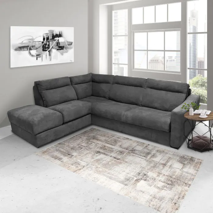 SALOTTO RYAN ANGOLARE SX CON RETE ELETTROSALDATA IN TESSUTO