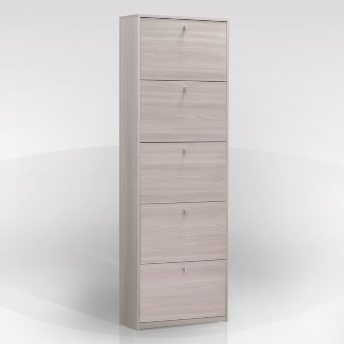 Scarpiera slim in laminato olmo: scarpiera slim con 5 ribalte