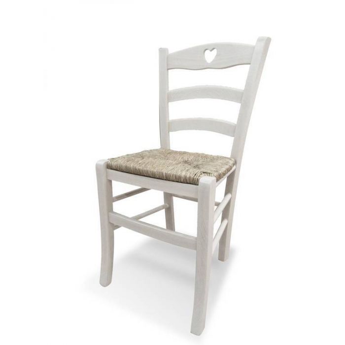 SEDIA COLORE ANILINA BIANCA E PAGLIA CM 44X44 E H 88