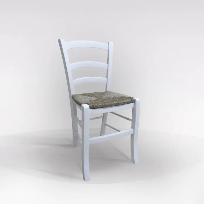SEDIA VENEZIA IN LEGNO BIANCO CON FONDELLO IN PAGLIA
