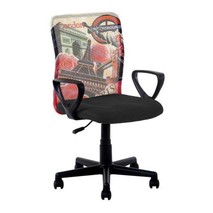 SEDIA UFFICIO IN TESSUTO NERO E COLORATO