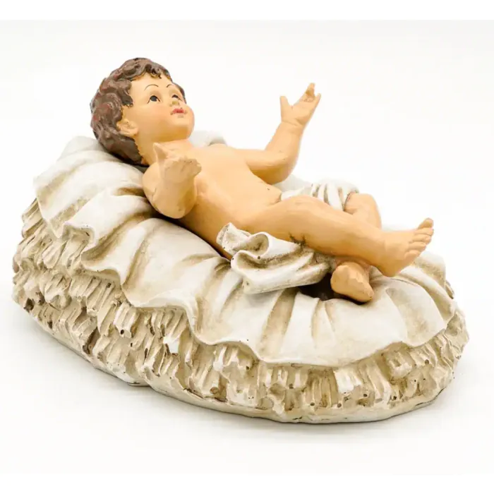 Holztiger Statuetta In Legno – Bambino Gesù In Culla 2, 100% Legno Di Acero E Faggio, Dipinta A Mano Con Colori Atossici