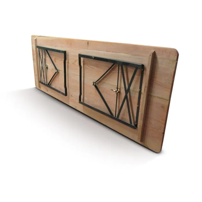 Set Tavolo E Panche Pieghevoli In Legno Di Abete 220cm | Struttura Acciaio Rinforzato | Ideale Per Giardino E Feste