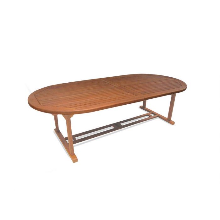 TAVOLO OVALE ALLUNGABILE IN LEGNO DI EUCALIPTO 