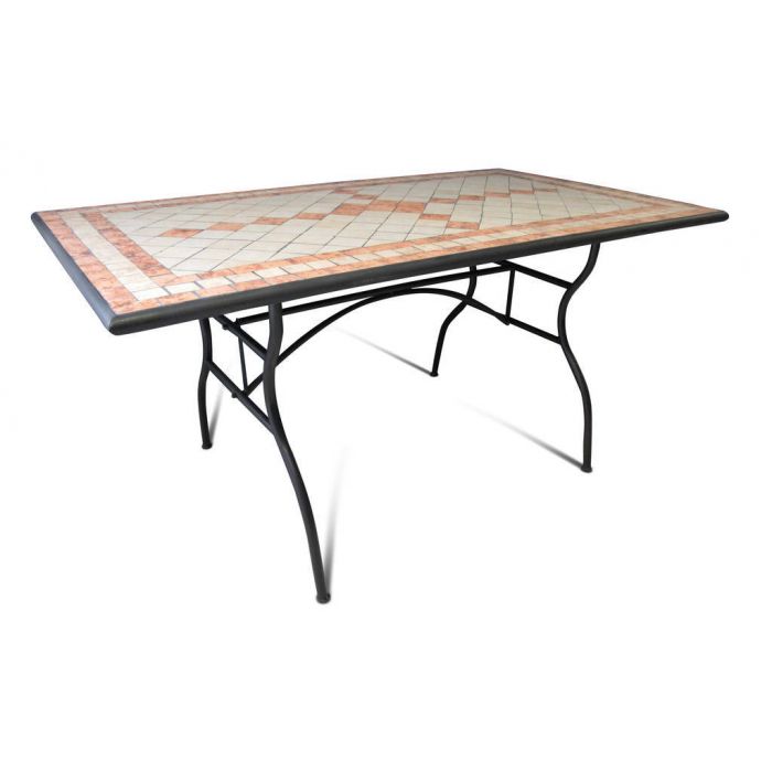 TAVOLO FISSO IN FERRO CON DECORAZIONE A MOSAICO TAVOLO FISSO IN FERRO CON DECORAZIONE A MOSAICO