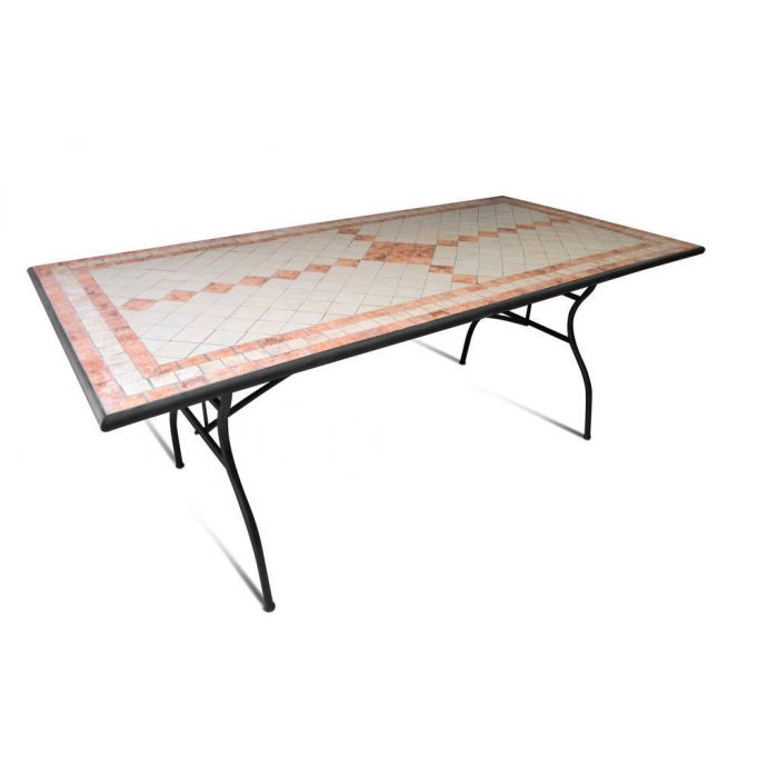 TAVOLO FISSO IN FERRO E MOSAICO CM 200X100 E H 75 TAVOLO FISSO IN FERRO E MOSAICO CM 200X100 E H 75