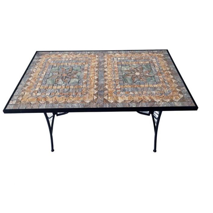 TAVOLO FISSO IN FERRO NERO CON MOSAICO TAVOLO FISSO IN FERRO NERO CON MOSAICO