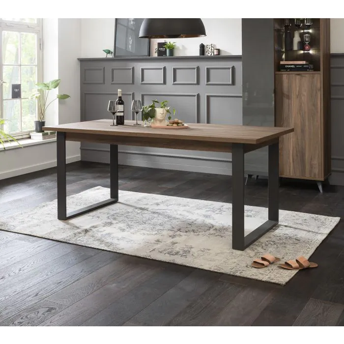 TAVOLO ALLUNGABILE INFINITO CM 180X91 NOCE BRERA E METALLO ANTRACITE