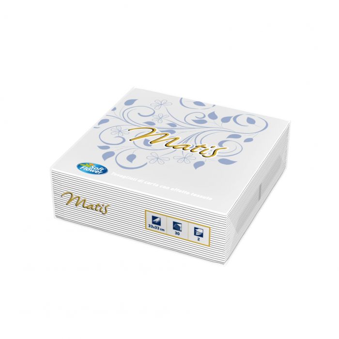 TOVAGLIOLI 2V 33X33 30PZ MATIS BIANCO DECORATO TOVAGLIOLI 2V 33X33 30PZ MATIS BIANCO DECORATO