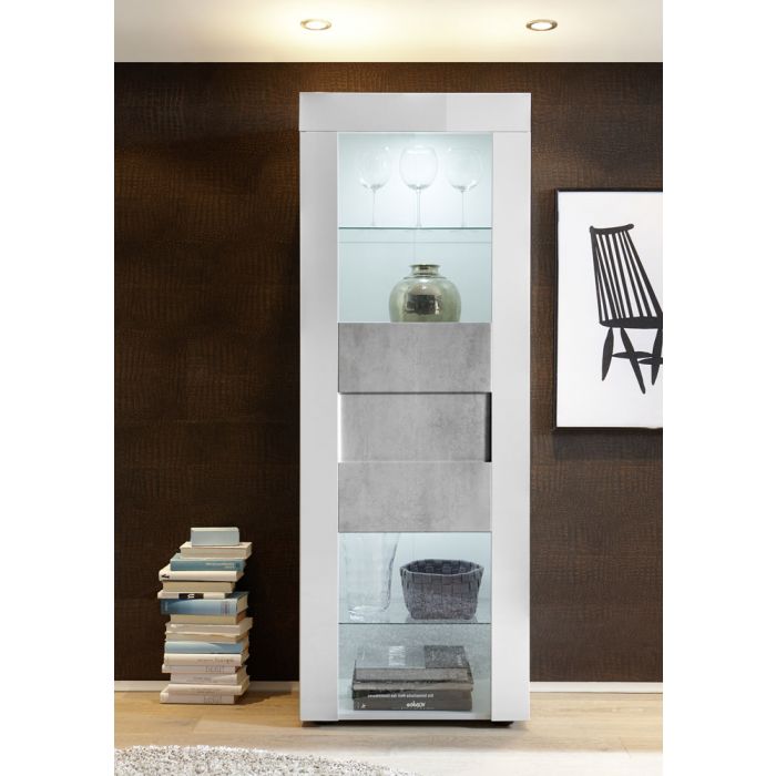 VETRINA* EASY 1A BIANCO LUCIDO/CEMENTO 209071-10B VETRINA* EASY 1A BIANCO LUCIDO/CEMENTO 209071-10B