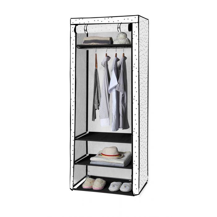 GUARDAROBA PORTATILE CON 4 RIPIANI 75X45X180CM IN TNT E POLIPROPILENE GUARDAROBA PORTATILE CON 4 RIPIANI 75X45X180CM IN TNT E POLIPROPILENE