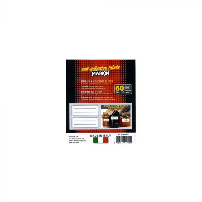 BUSTA 60 ETICHETTE BARATTOLI VETRO 70X37MM BUSTA 60 ETICHETTE BARATTOLI VETRO 70X37MM