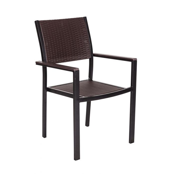 SEDIA C/BRACCIOLI EFF.RATTAN MARRONE SEDIA C/BRACCIOLI EFF.RATTAN MARRONE