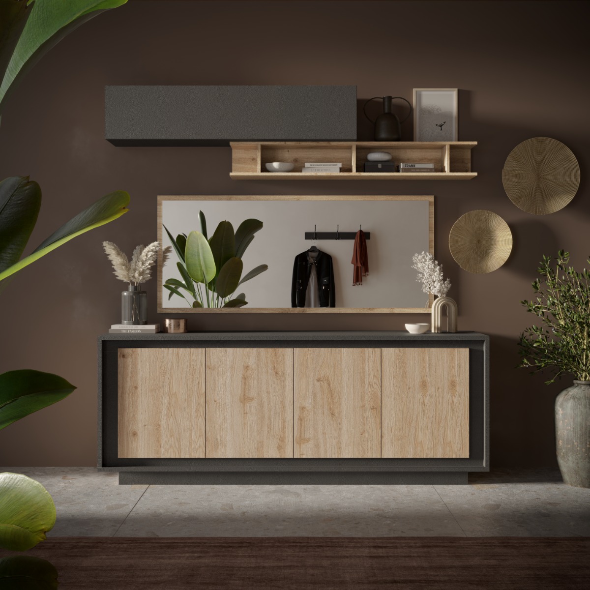 CREDENZA MOD. SKY CM 207X50 H. 80 LAVA E CADIZ