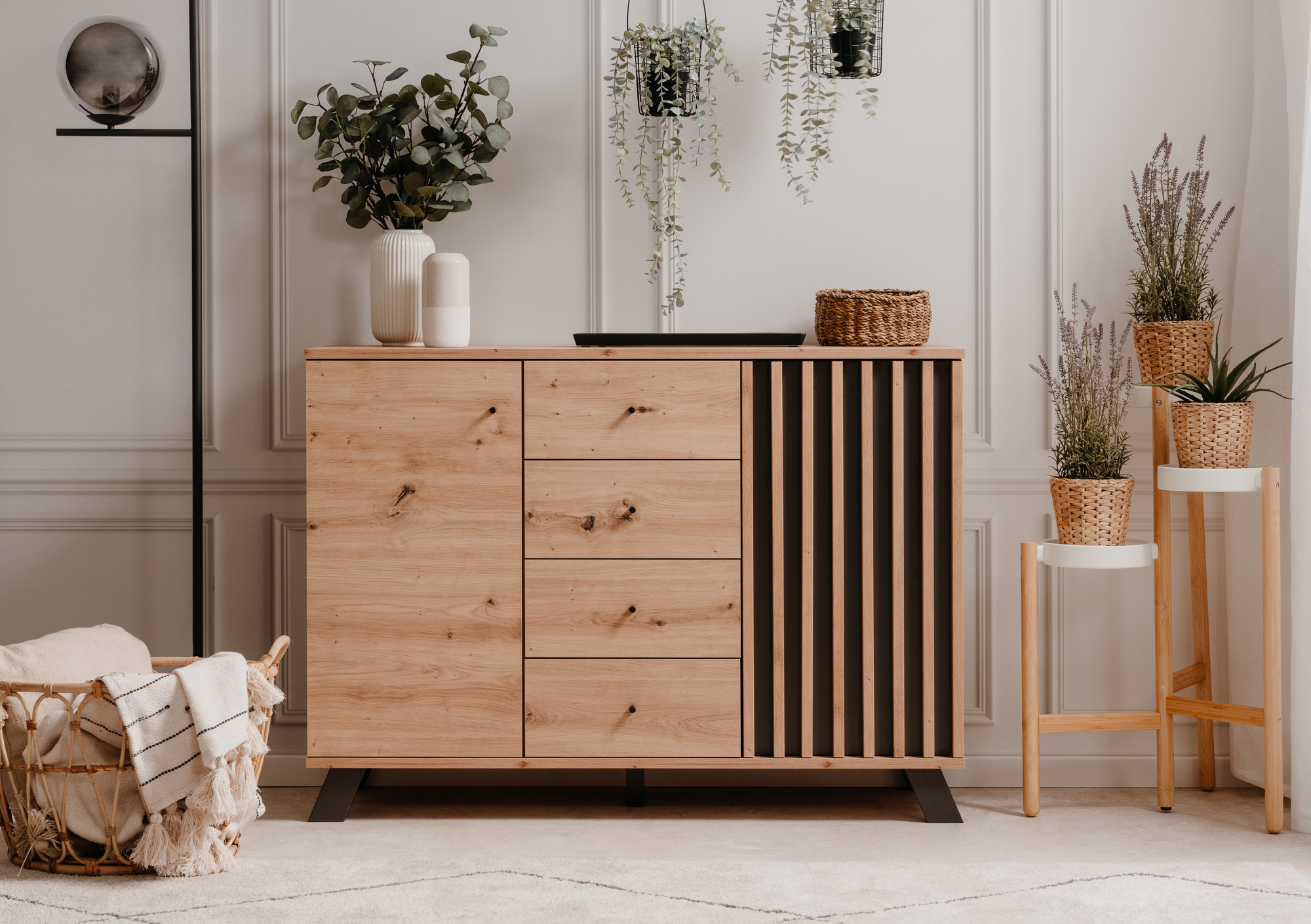 CREDENZA MOD. MEDAN CM 120X37.5 H. 85 ARTISAN OAK E ANTRACITE