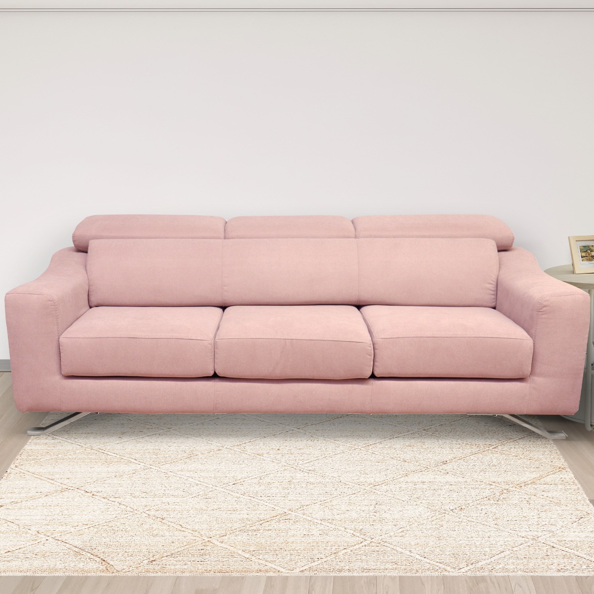DIVANO 3P MOD. WINSON CON SEDUTE ESTRAIBILI IN TESSUTO ROSA